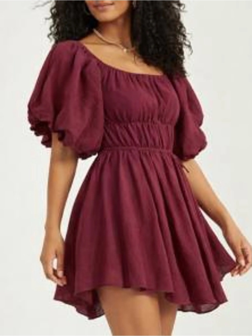 Altar'd State Red Amabella Puff Dress-Sleeve